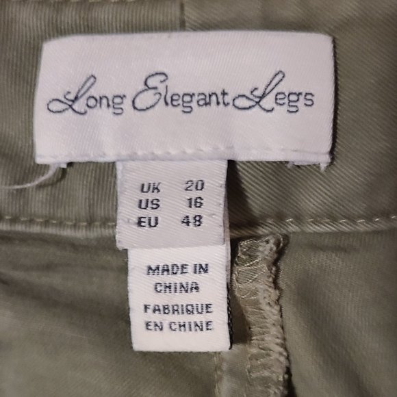 LEL LONG ELEGANT LEGS ZIP POCKET CROPPED CARGO PANTS ADJUSTABLE TIE HEM sz 16 - Picture 6 of 7